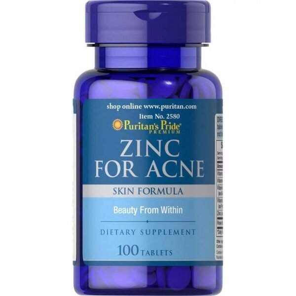 Puritan’s Pride Zinc for Acne – Skin Formula – 100 Tablets