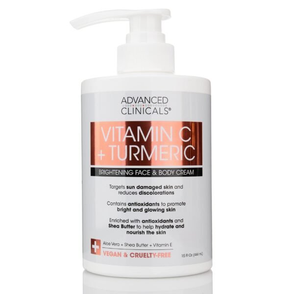 Advanced clinicals vitamin c + turmeric brightening face & body cream