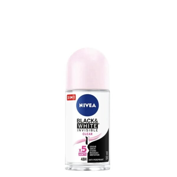 Nivea Men Black & White Invisible Clear Anti-Perspirant Roll On 50ml (Package may vary)