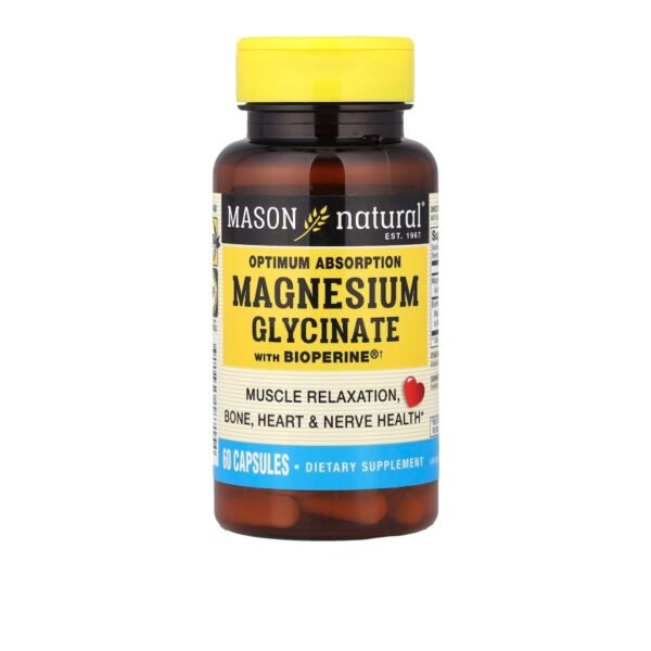 Mason natural optimum absorption magnesium glycinate with Bioperine| 60 capsules