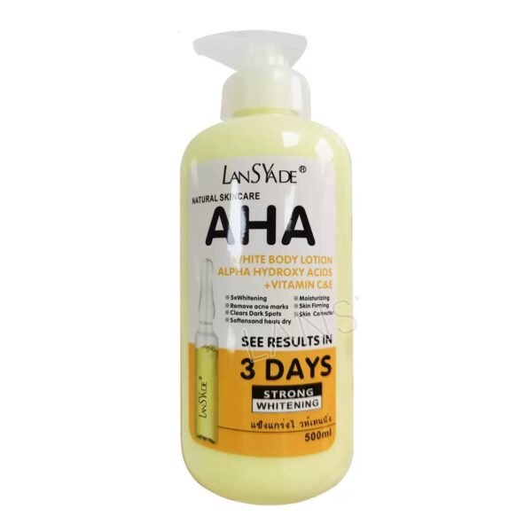 Lansyade AHA white body lotion (Alpha hydroxyl acids + Vitamin C&E)500ml