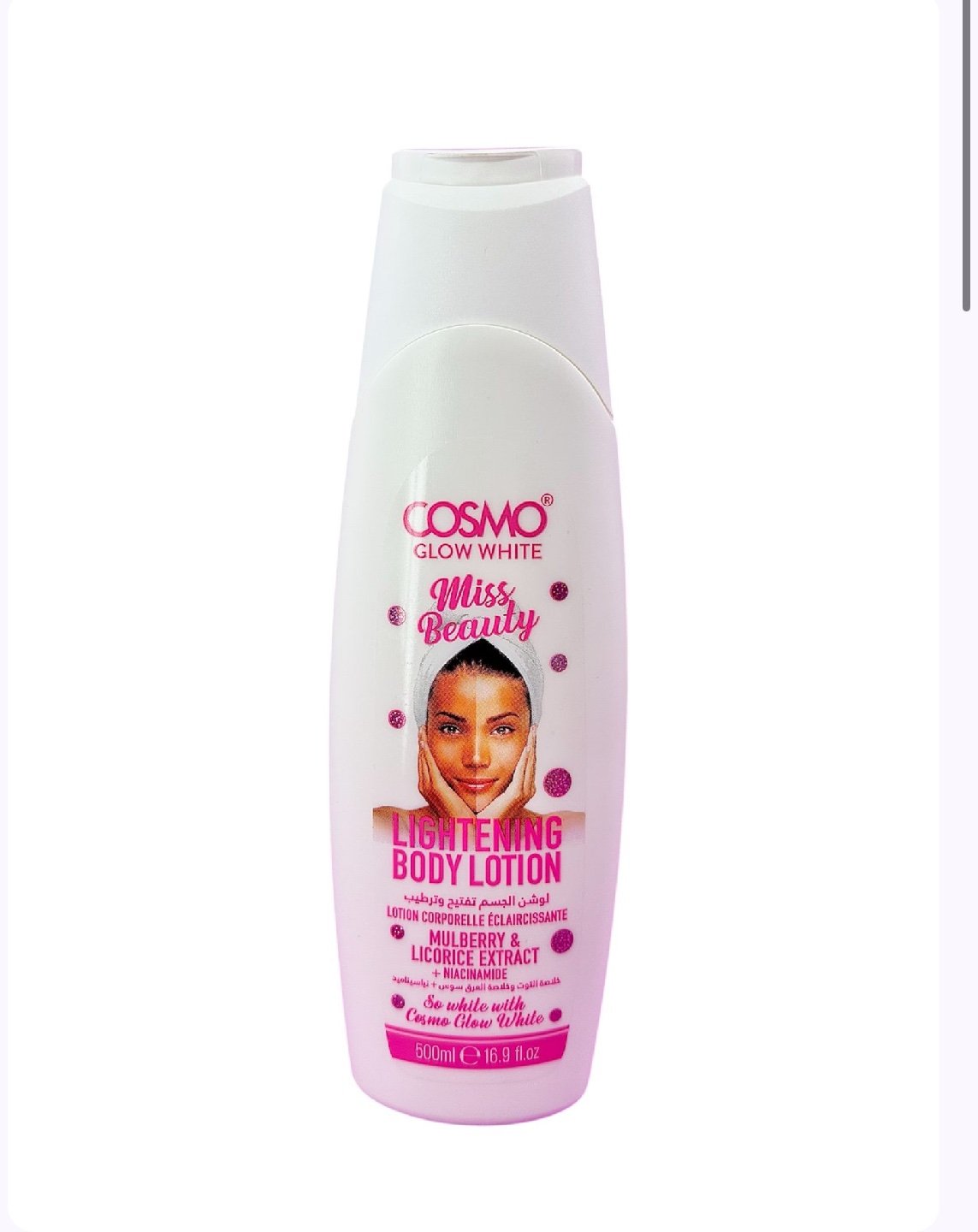 img_4322 COSMO GLOW WHITE MISS BEAUTY LIGHTENING BODY LOTION 500ml - Image 1