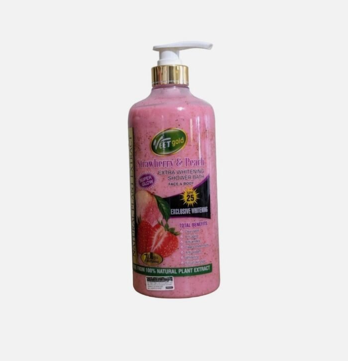 Veet  gold strawberry and peach extra whitening shower bath 1000ml - Image 1