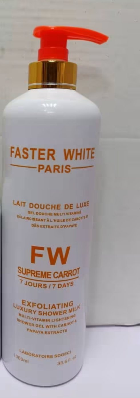 2025/11/1002845860.jpg Faster White Paris Supreme Carrot Exfoliating Luxury Shower Milk 1000ml - Image 1