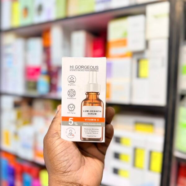 Hi Gorgeous 5% Vitamin C Alpha arbutin + AHA Facd serum 30ml
