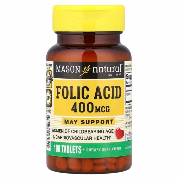 Mason natural folic acid 400mg 100 tablets