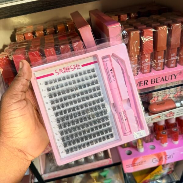 Sanishi cluster lash with bond glue & Tweezer | WOC 9-14 mix