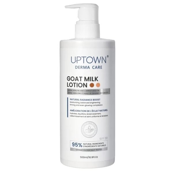 UPTOWN DERMA CARE GOAT MILK LOTION ALPHA ARBUTIN AND CARROT SEED OIL NATURAL RADIANCE BOOST 500ML