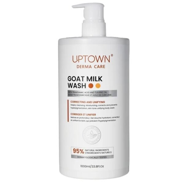 UPTOWN DERMA CARE GOAT MILK WASH WITH TRANEXAMIC ACID AND TUMERIC OIL CORRECTING AND UNIFYING 1000ML