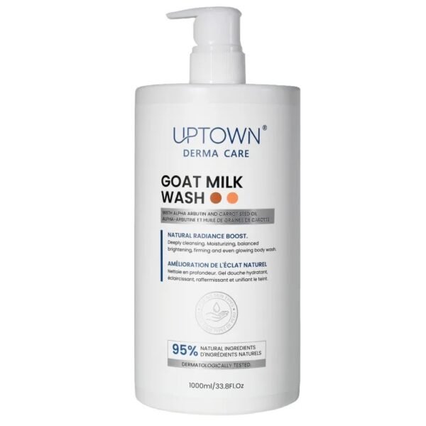 UPTOWN DERMA CARE GOAT MILK WASH WITH ALPHA ARBUTIN AND CARROT SEED OIL NATURAL RADIANCE BOOST 1000ML